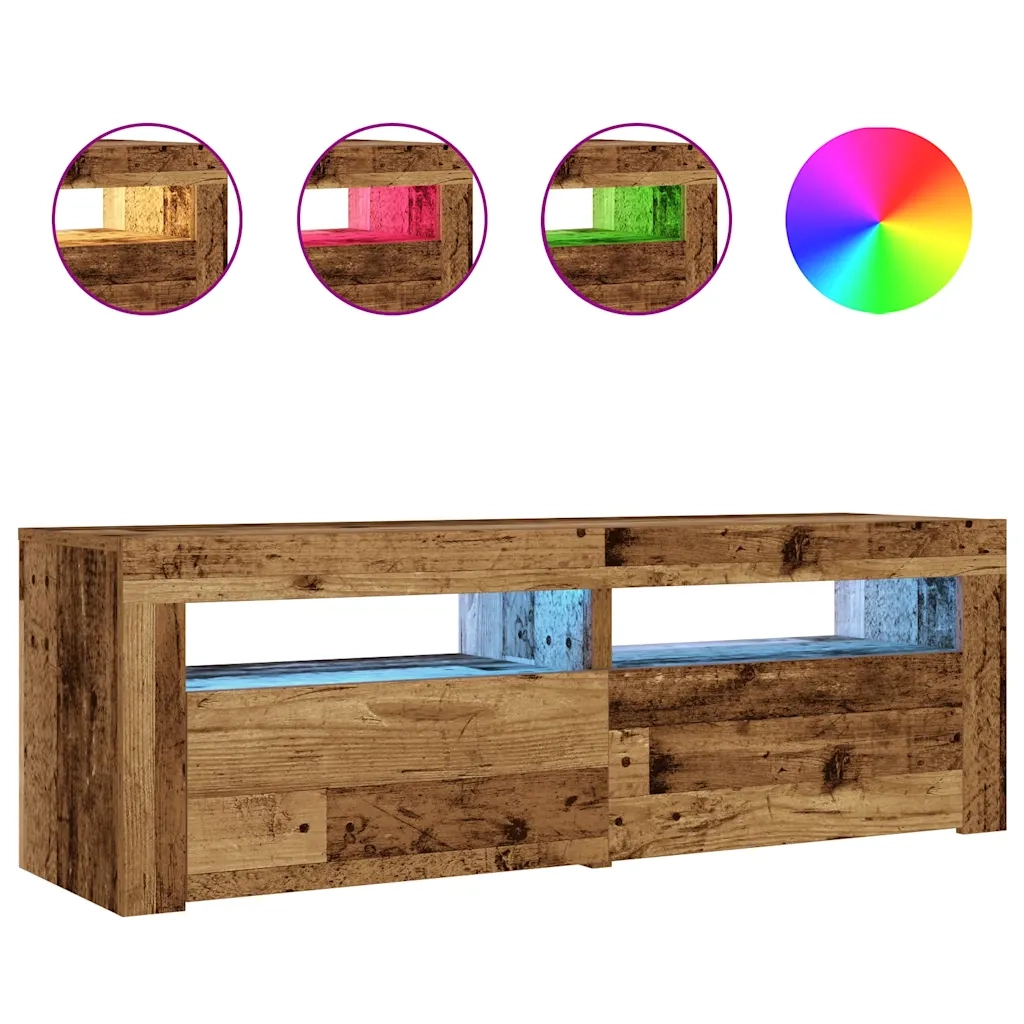 Comodini 2 pz con Luci LED-Set di 2 Tavolino da notte Legno Antico 60x35x40 cm