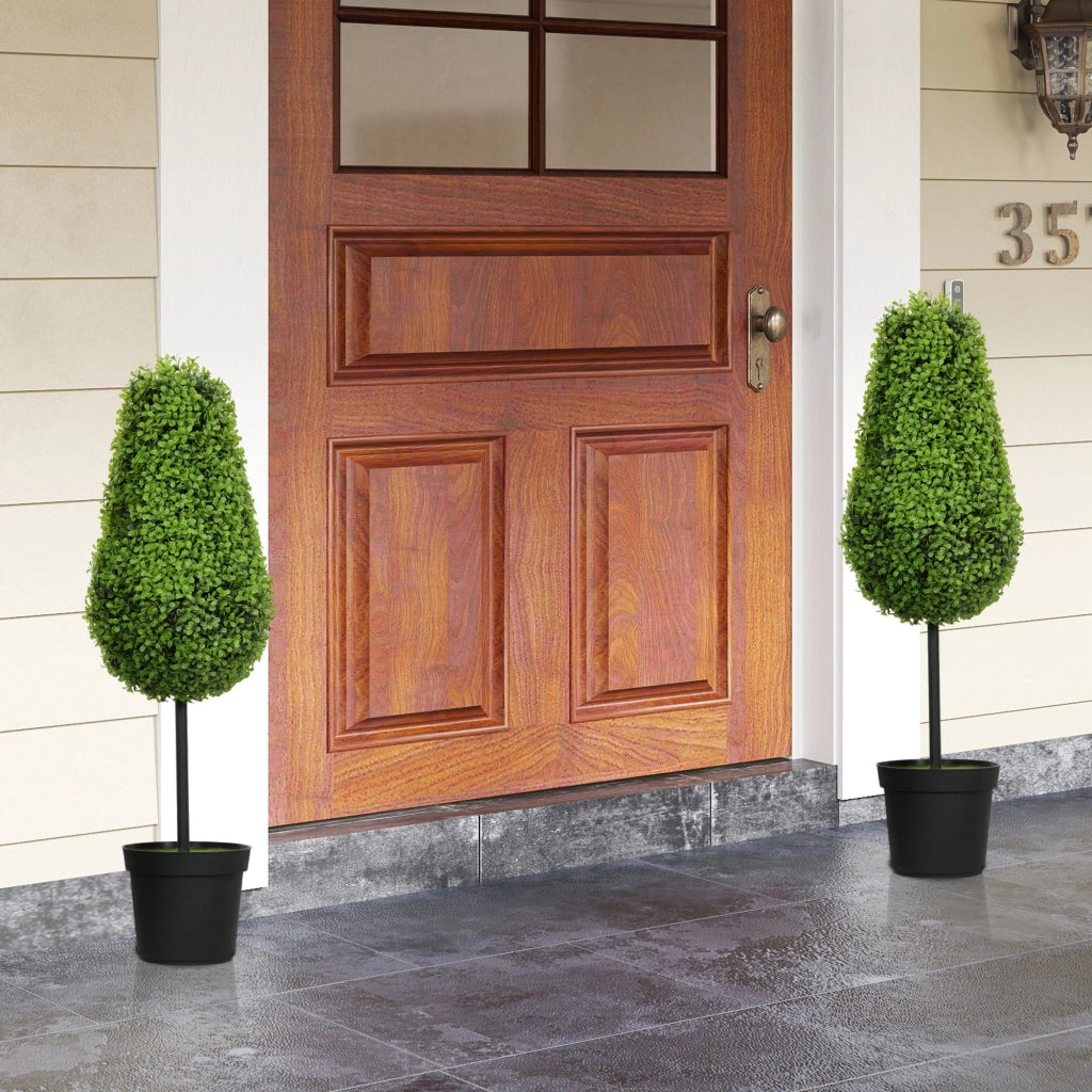 Set 2 Pezzi Pianta Artificiale Buxus in Vaso ¨C Minimal ¨C Verde 90cm