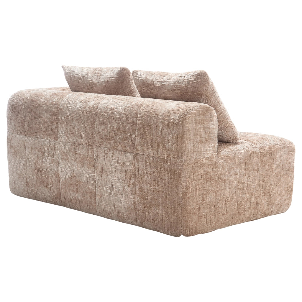 Divano 2 Posti con Cuscini e Tasche Laterali ¨C MINIMAL ¨C Tessuto Beige