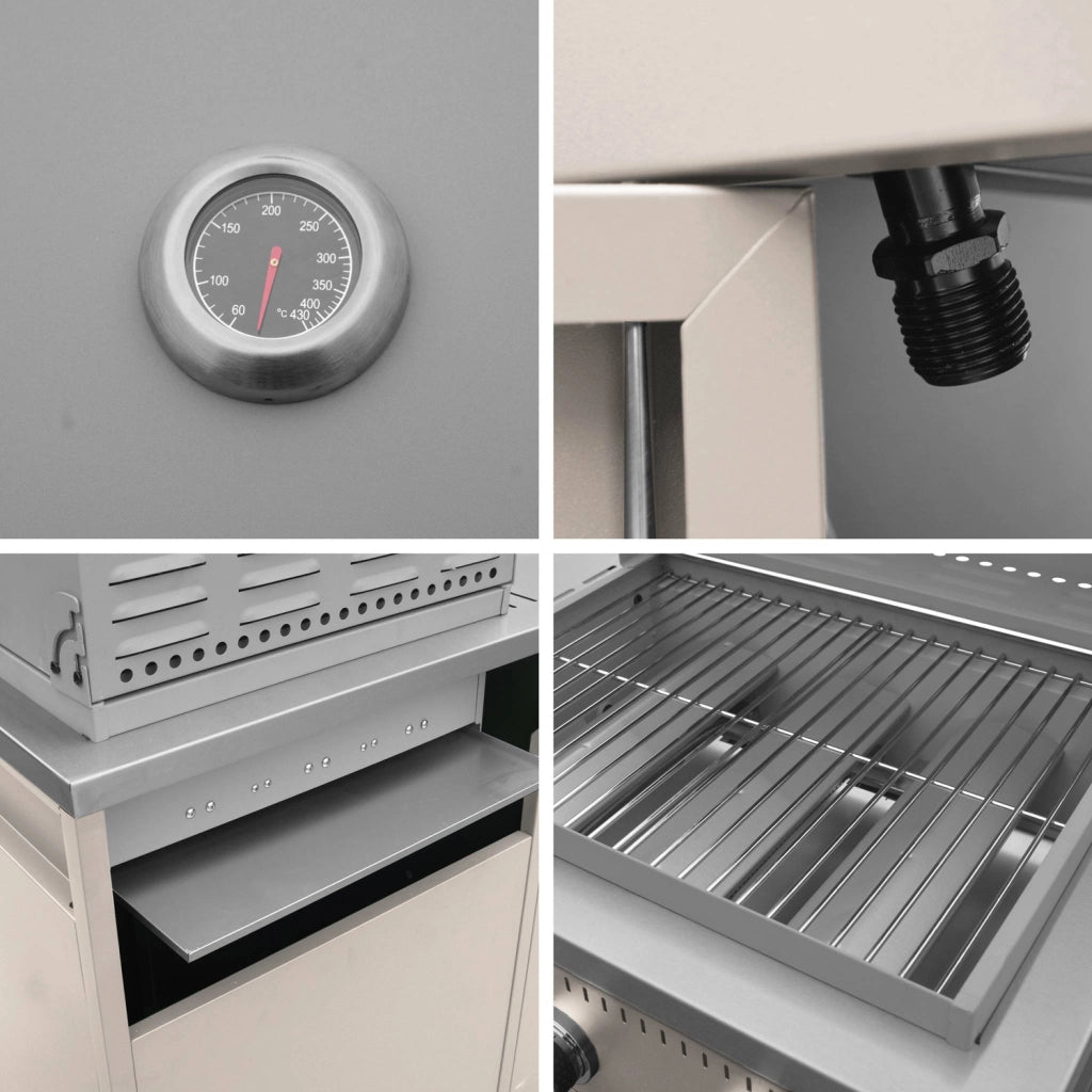 Modulo cucina da esterno con barbecue a gas a 3 bruciatori, 2 moduli,