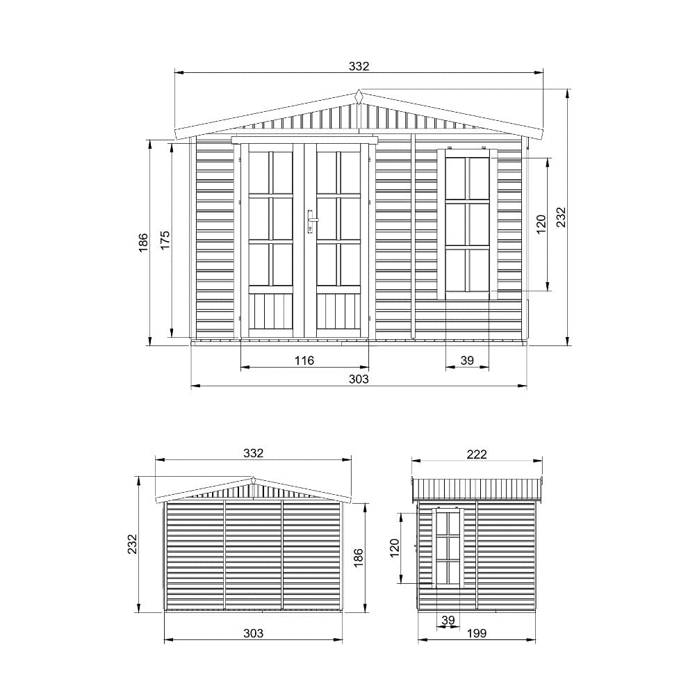 Casetta da giardino  - 6m2 - con tegole bituminose - TIMBELA M334FB+H334FBRED