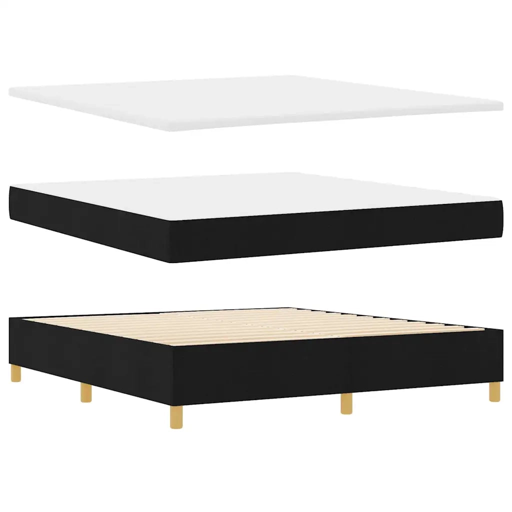 Letto a molle con materasso Nero 140 x 200 cm Tessuto