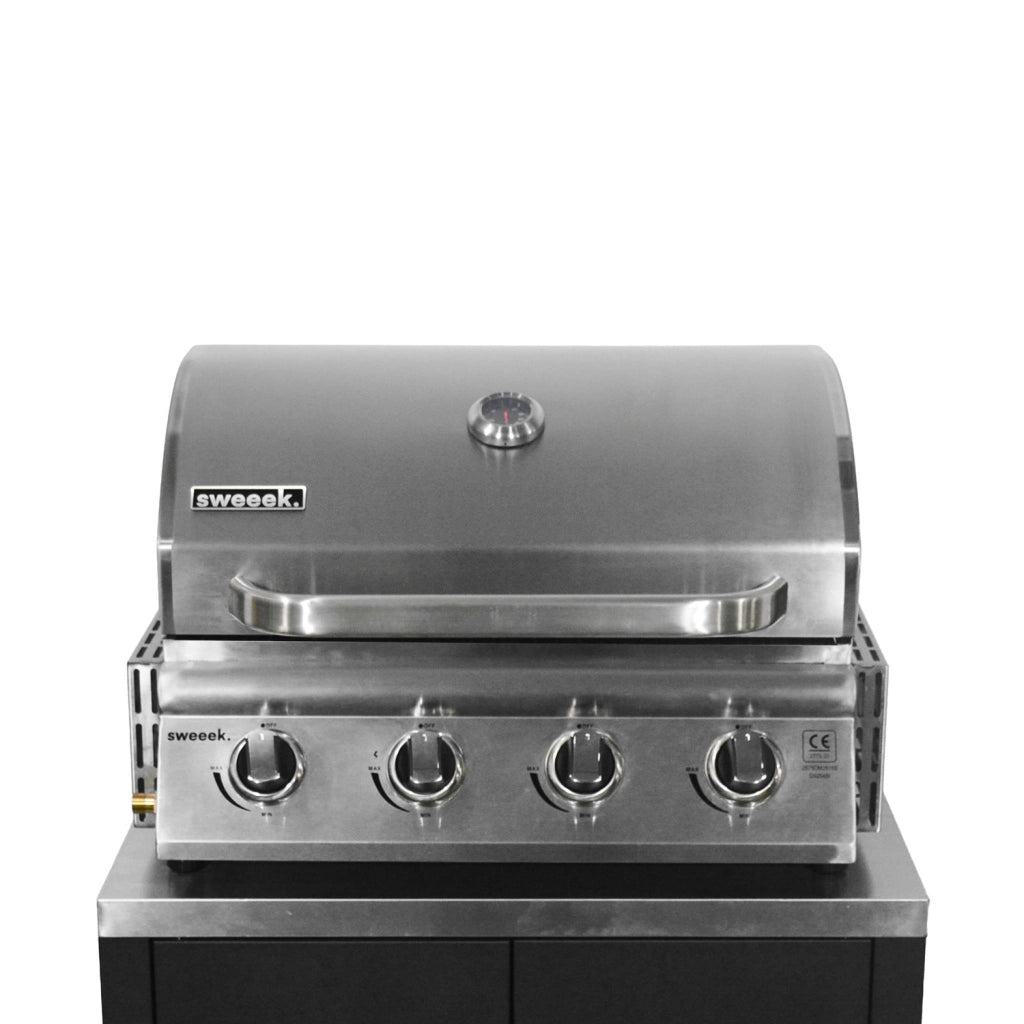Modulo cucina da esterno con barbecue a gas 4 bruciatori, 5 moduli ,