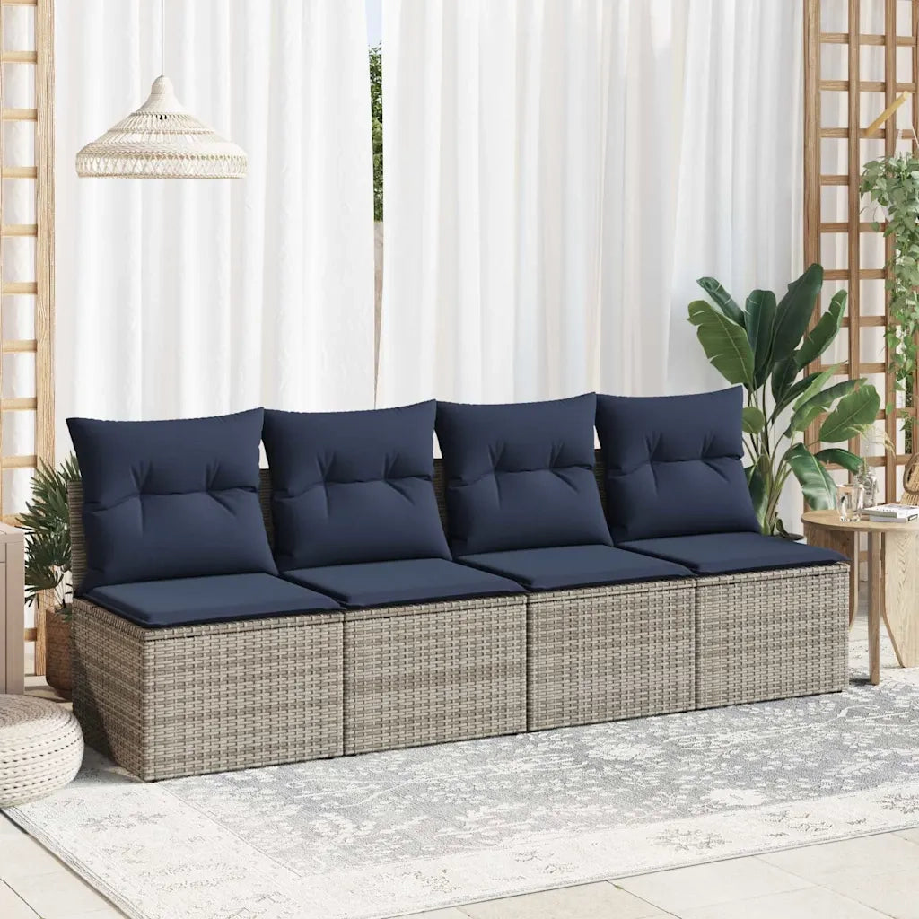 Set Divano Giardino 2 pz con Cuscini Grigio Polyrattan Acacia 3325237