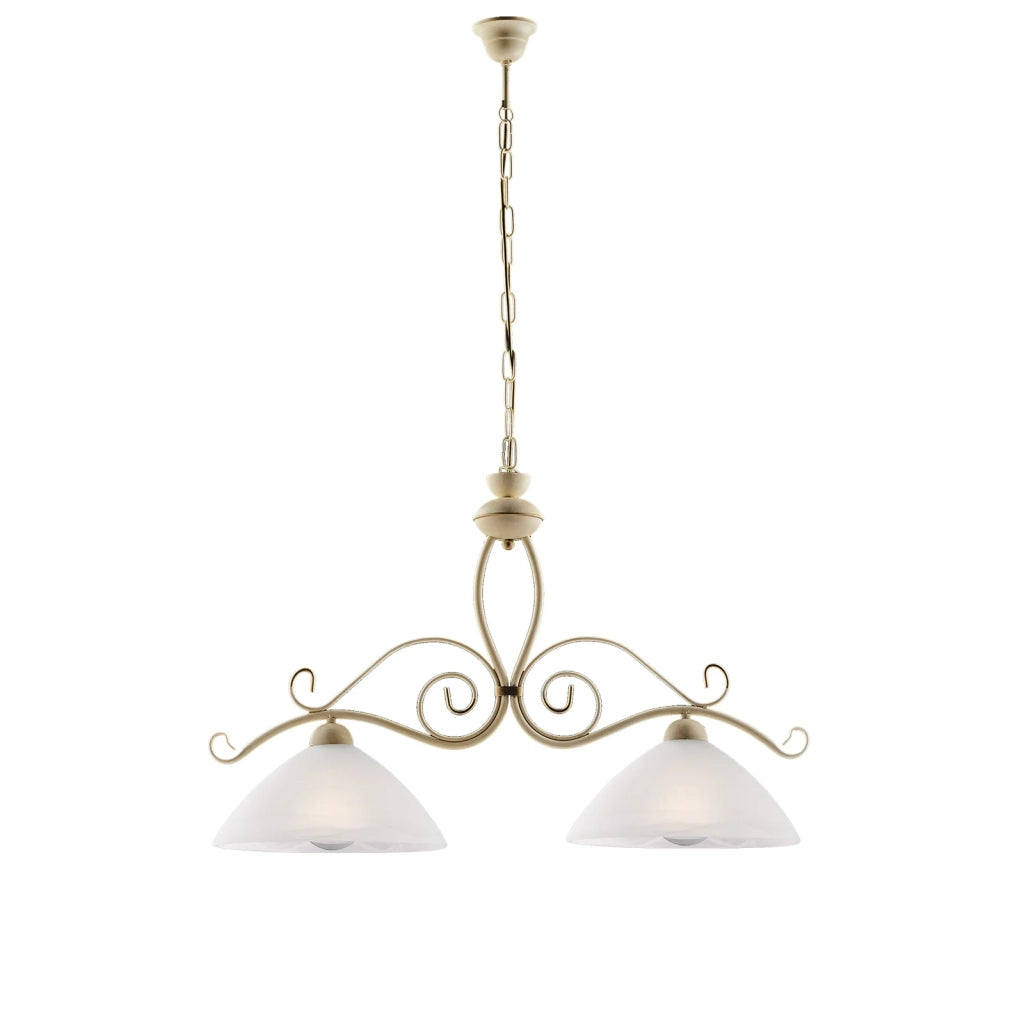 Lampadario Rustico Faraone 2 Luci Avorio e Bianco LuceArt Classic