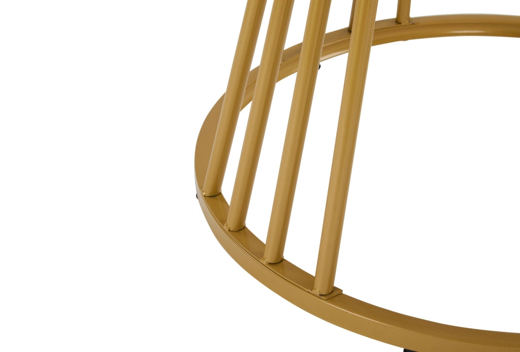 Tavolo da pranzo rotondo 100x75 cm in MDF effetto marmo; struttura in metallo bianco