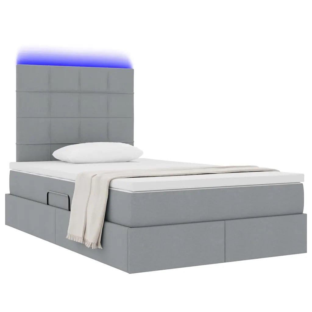 Letto con contenitore e LED con led Grigio chiaro 120 x 190 cm 3372402