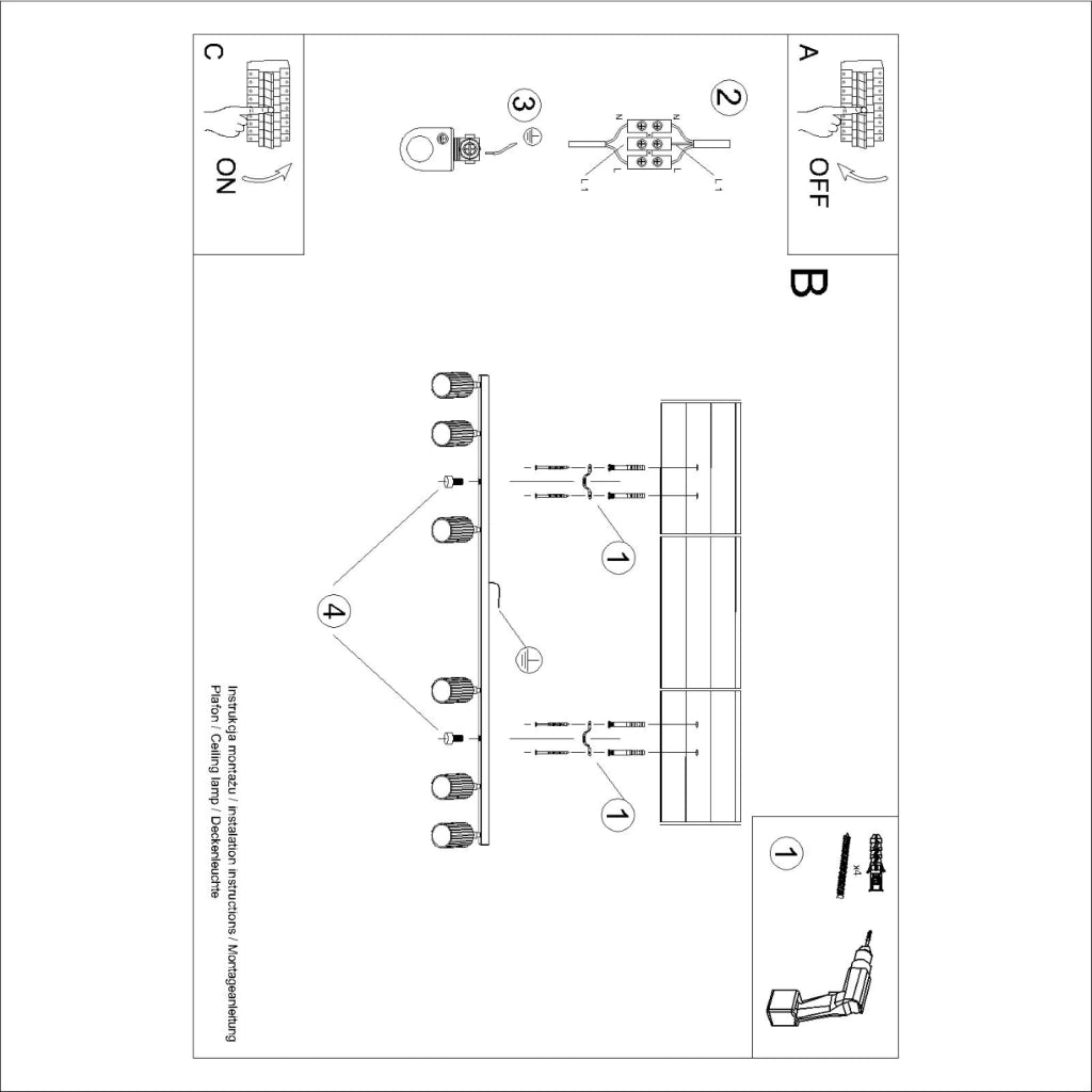 Lampada da soffitto KARBON 6L nero