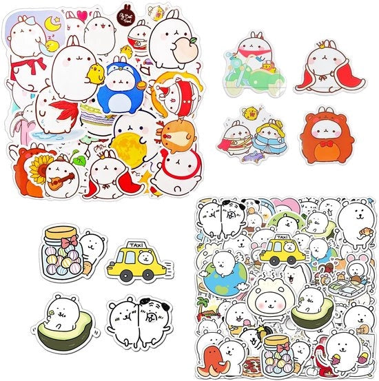 Sticker decorativi per notebook - 100 pezzi - Sticker con conigli - Sticker per bicchiere - Sticker graffiti - Materiale autoadesivo - Sticker decorativi