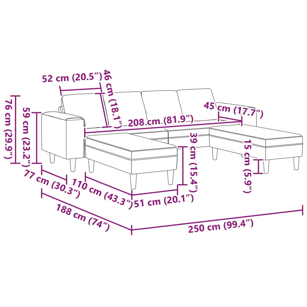 Divano per Soggiorno 3 pcs Blu Poliestere 3335119