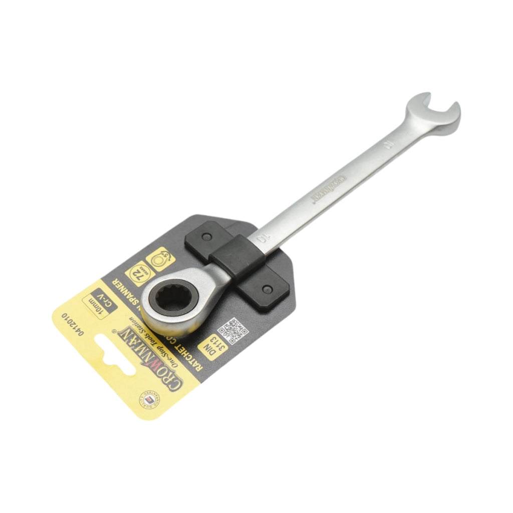 Chiave combinata Crownman da 10 mm in acciaio Cr-V con cricchetto