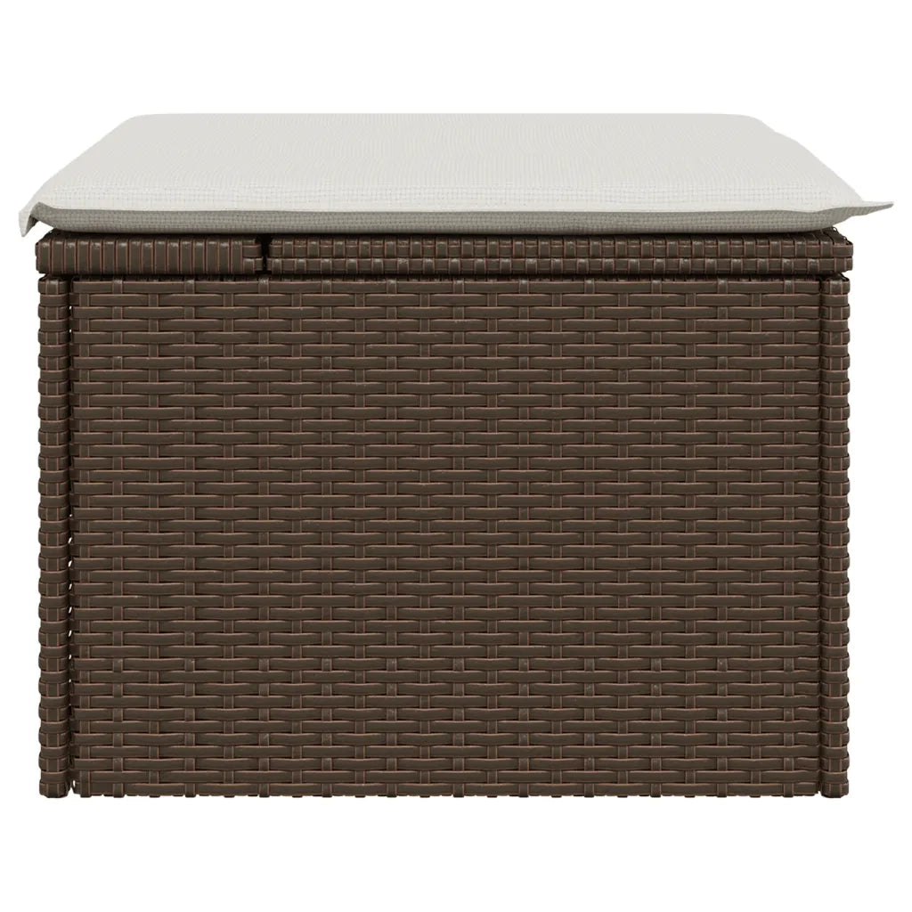 Sgabello Giardino con Cuscino Marrone 55x55x37 cm in Polyrattan 366206