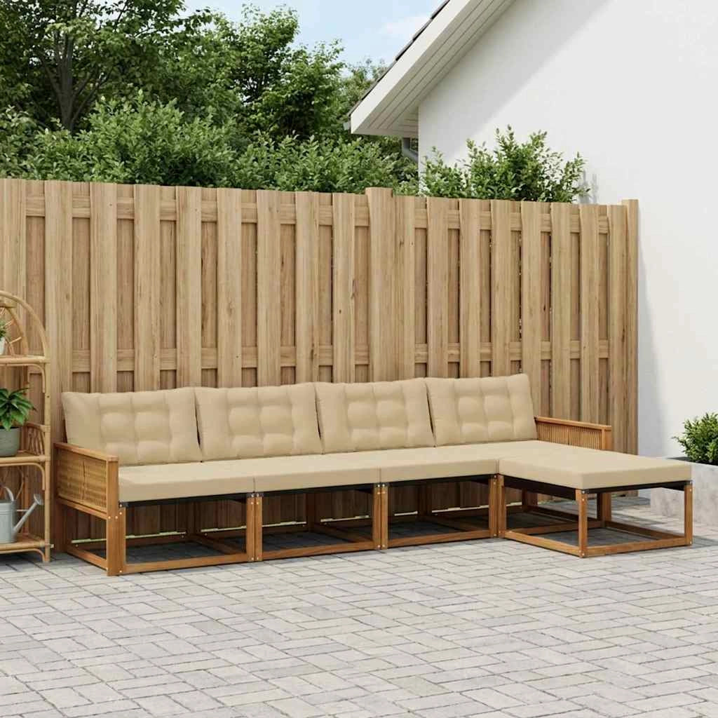 Set di divani da esterno 5 pz Naturale e Beige 3381365