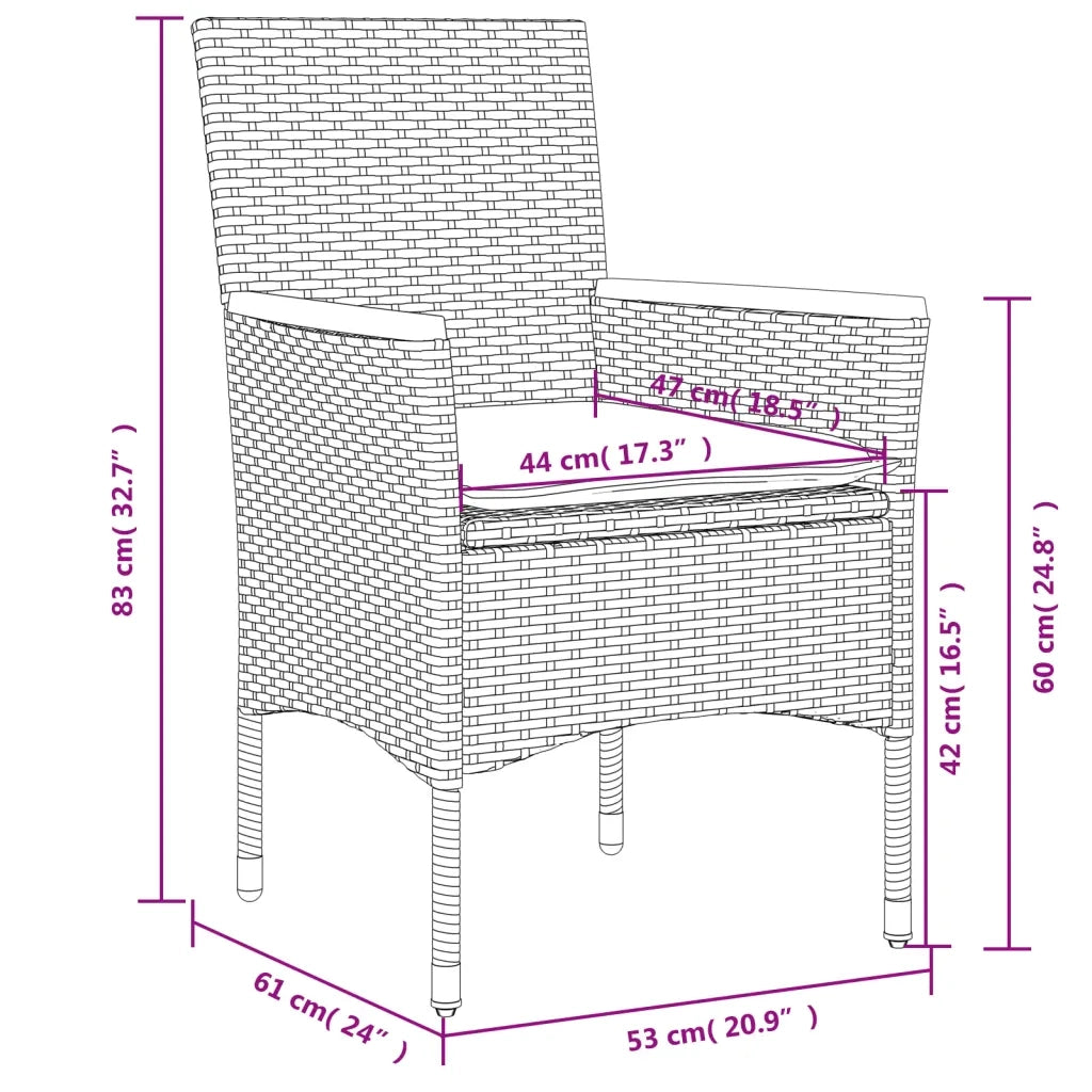Set da Pranzo da Giardino 7 pz con Cuscini Polyrattan e Vetro 3278655