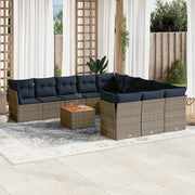 Set Divani da Giardino 12 pz con Cuscini Grigio in Polyrattan 3256243