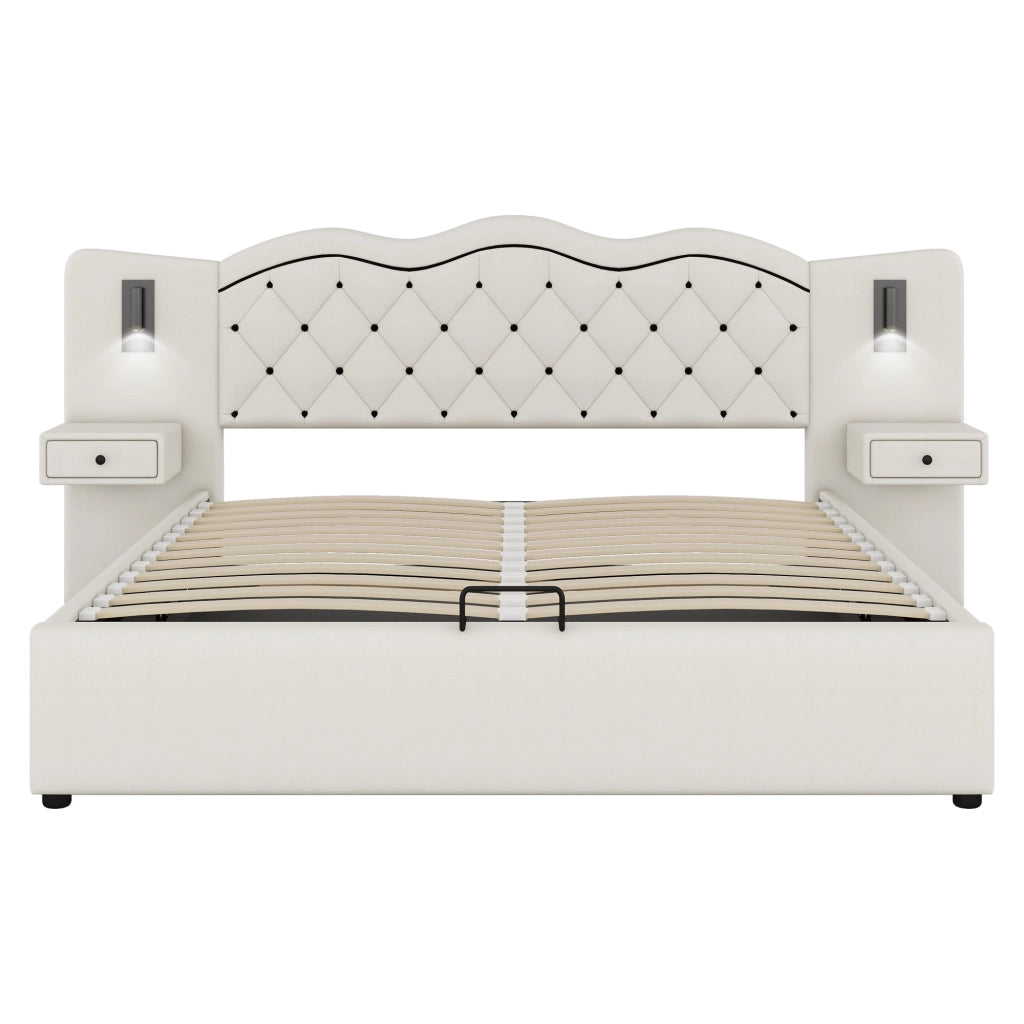 letto imbottito lino beige 180 x 200 cm