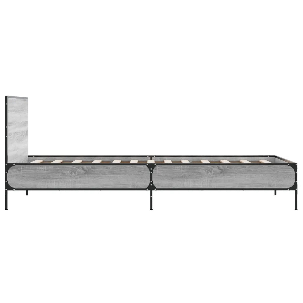 Giroletto-Struttura Letto Grigio Sonoma 100x200 cm Legno Multistrato e Metallo 580788