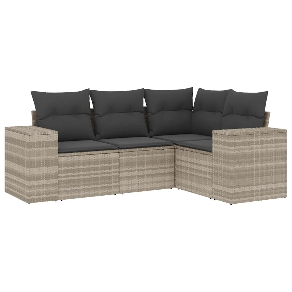 Set Divano da Giardino 4pz con Cuscini Grigio Chiaro Polyrattan 3222511