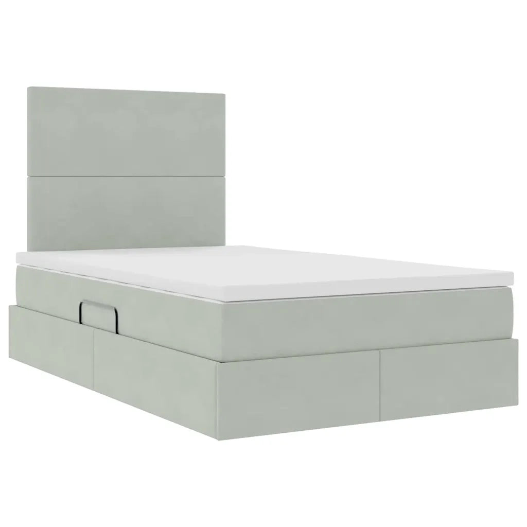 Letto con contenitore e LED Grigio chiaro 120 x 200 cm Velluto 3372597
