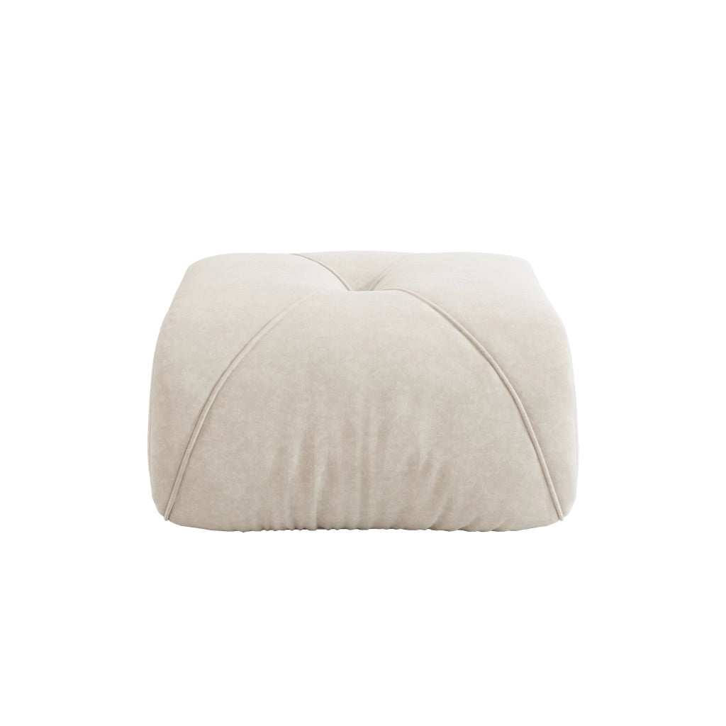 Pouf Ottoman in Chenille Beige Chiaro
