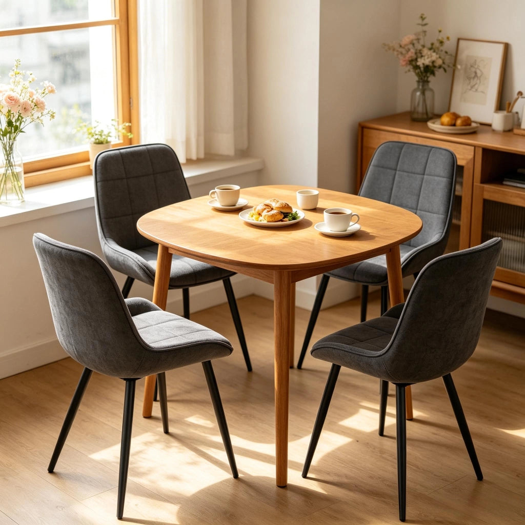 Sedie da pranzo, 4 pezzi in velluto con schienale ergonomico e gambe in metallo grigio scuro