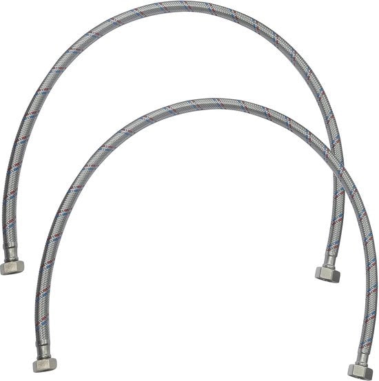 Serpentina Flexibile per Sanitari 800 mm - 1/2" femmina/3/8" femmina - Realizzata con Filo di Acciaio - Adatta per Sanitari - Massima Temperatura 90 °C - Serpentina per Acqua