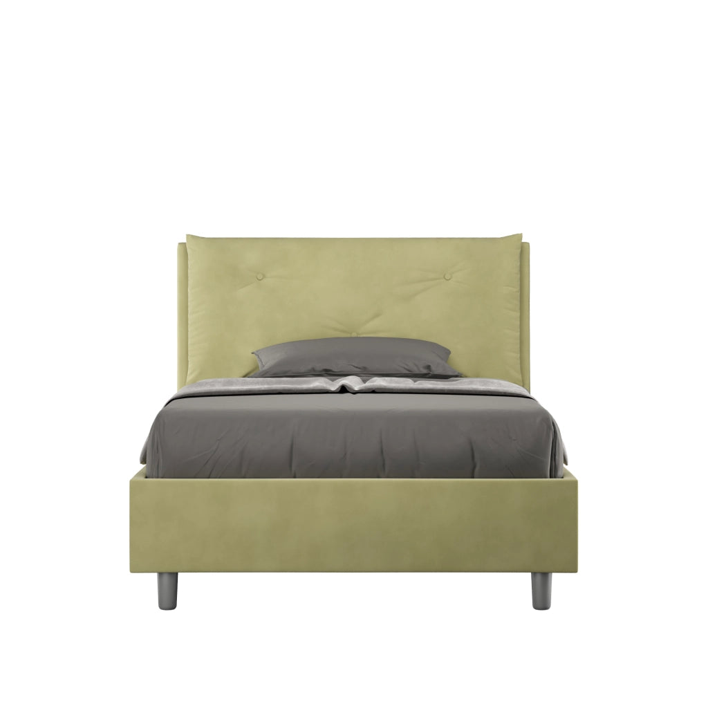 BS COM Letto una piazza e mezza senza rete imbottito 120x210 microfibra tè verde