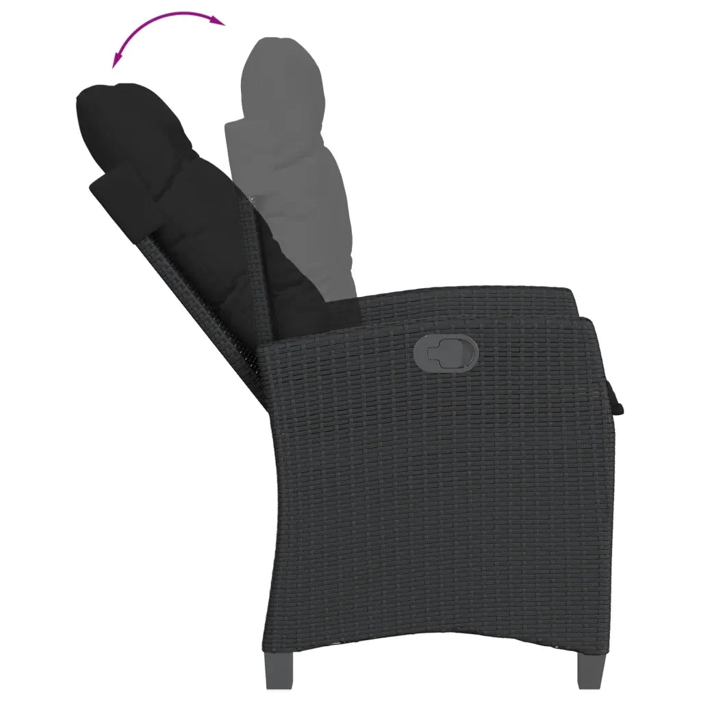 Set da Pranzo da Giardino 5 pz Nero con Cuscini in Polyrattan 3212745