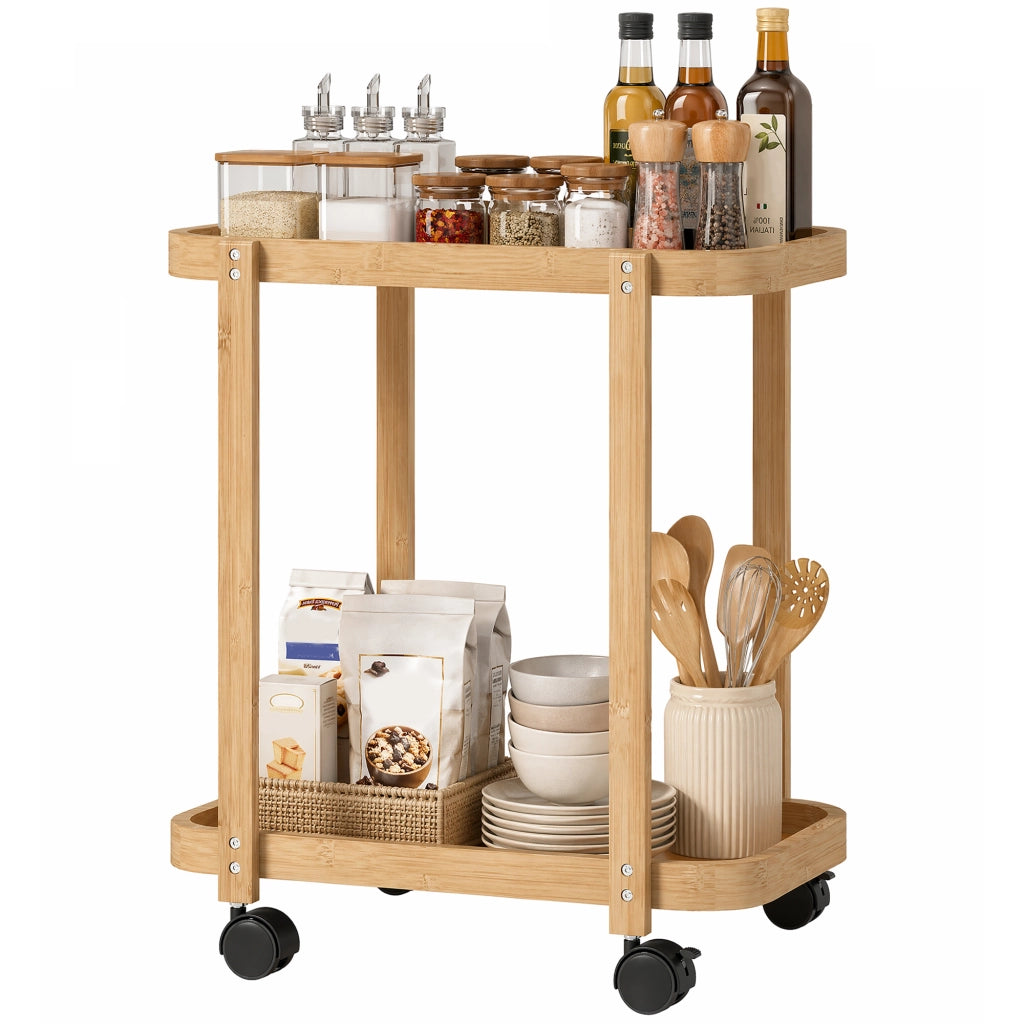 Carrello Cucina con Ruote ¨C Xylo ¨C Bamb¨´ 2 Ripiani 54x36,5x60cm Naturale