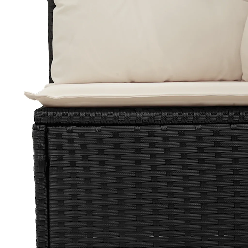 Panca Reclinabile da Giardino con Cuscini Nera in Polyrattan 368937
