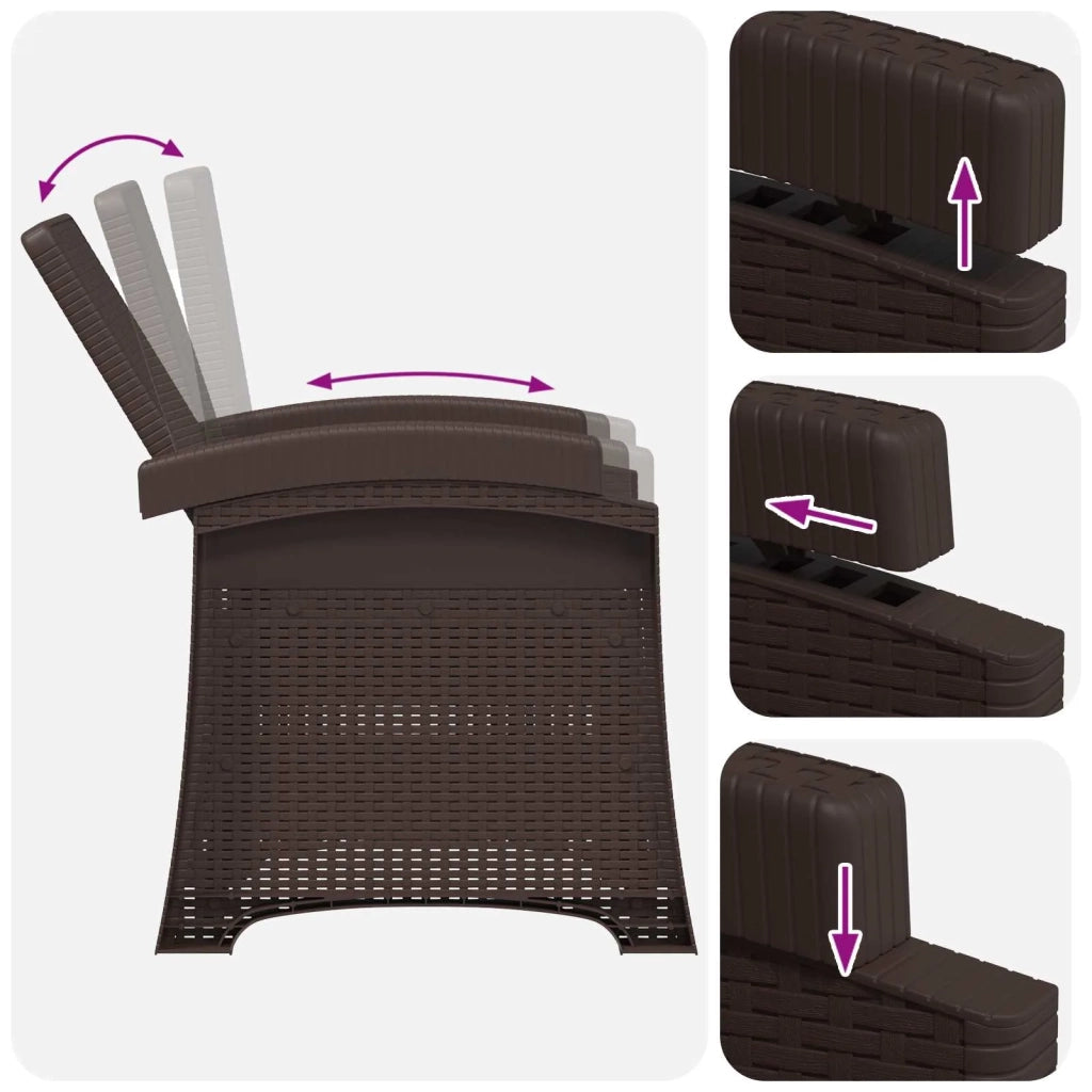 Sedia da giardino reclinabile effetto rattan Marrone e Tortora 8012006
