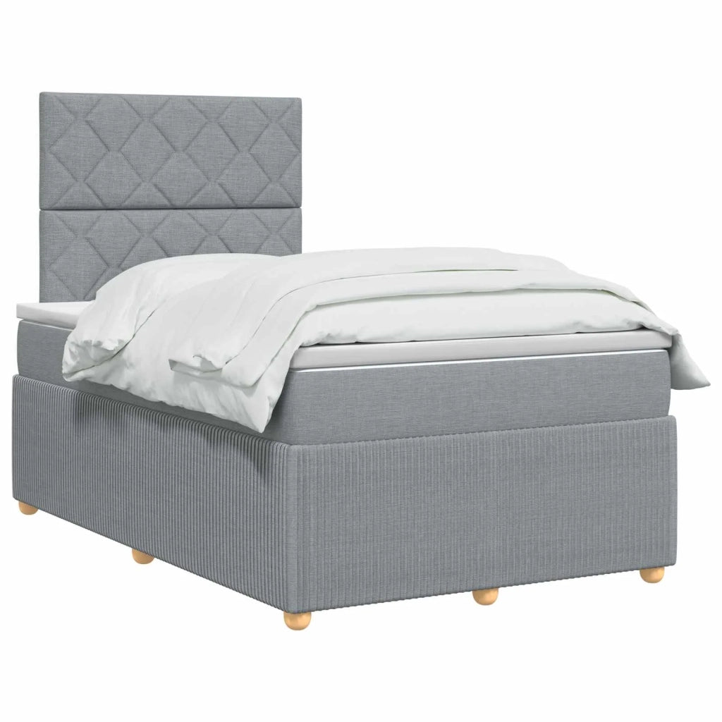 Letto Box Spring LED con Materasso Grigio Chiaro 120 x 190 cm 3455818