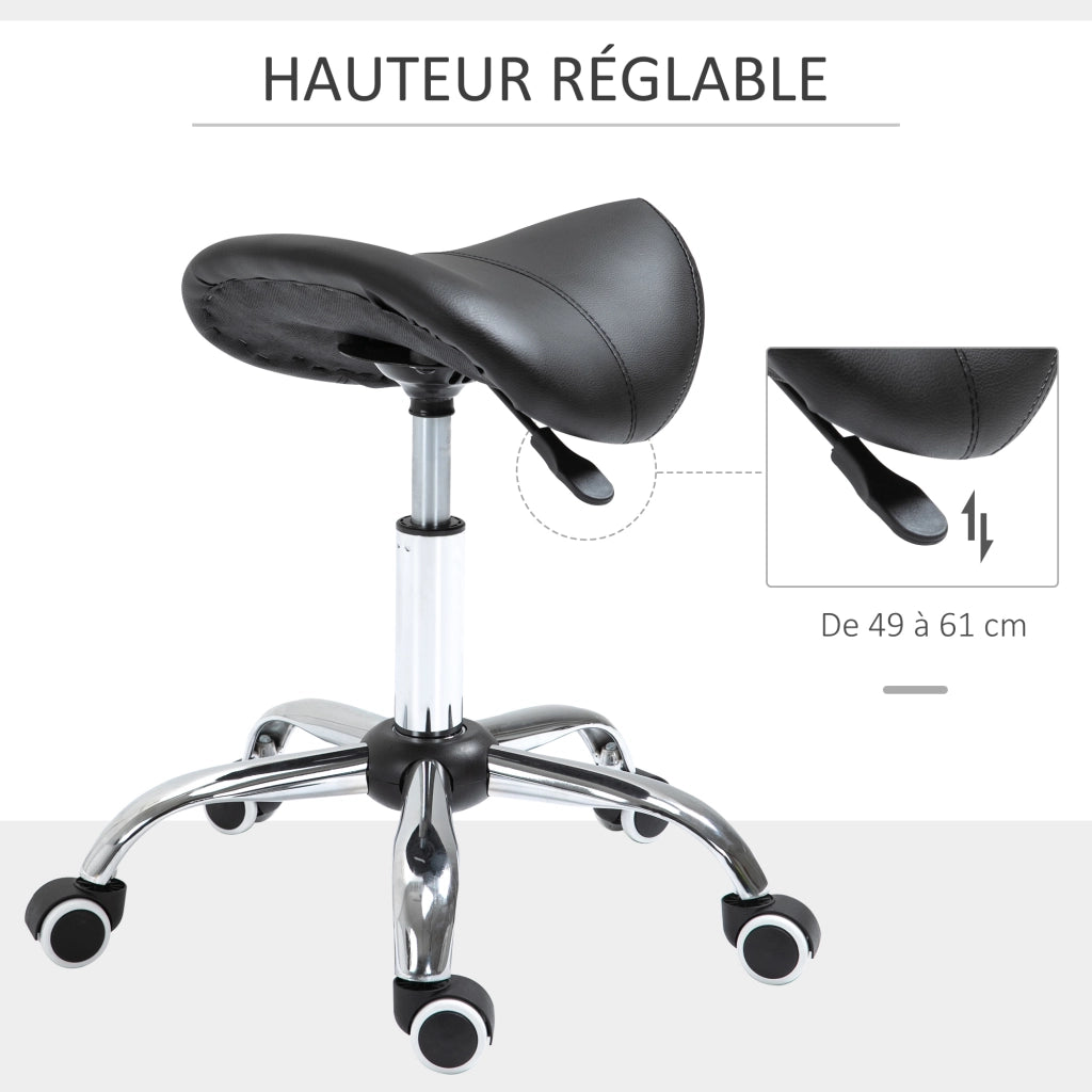 Sgabello con Ruote Regolabile ¨C Minimal ¨C Nero 49-61 cm
