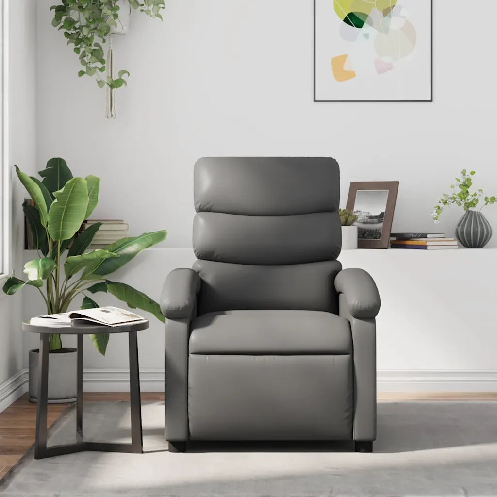 Poltrona | Sedia Relax Reclinabile Grigia in Similpelle