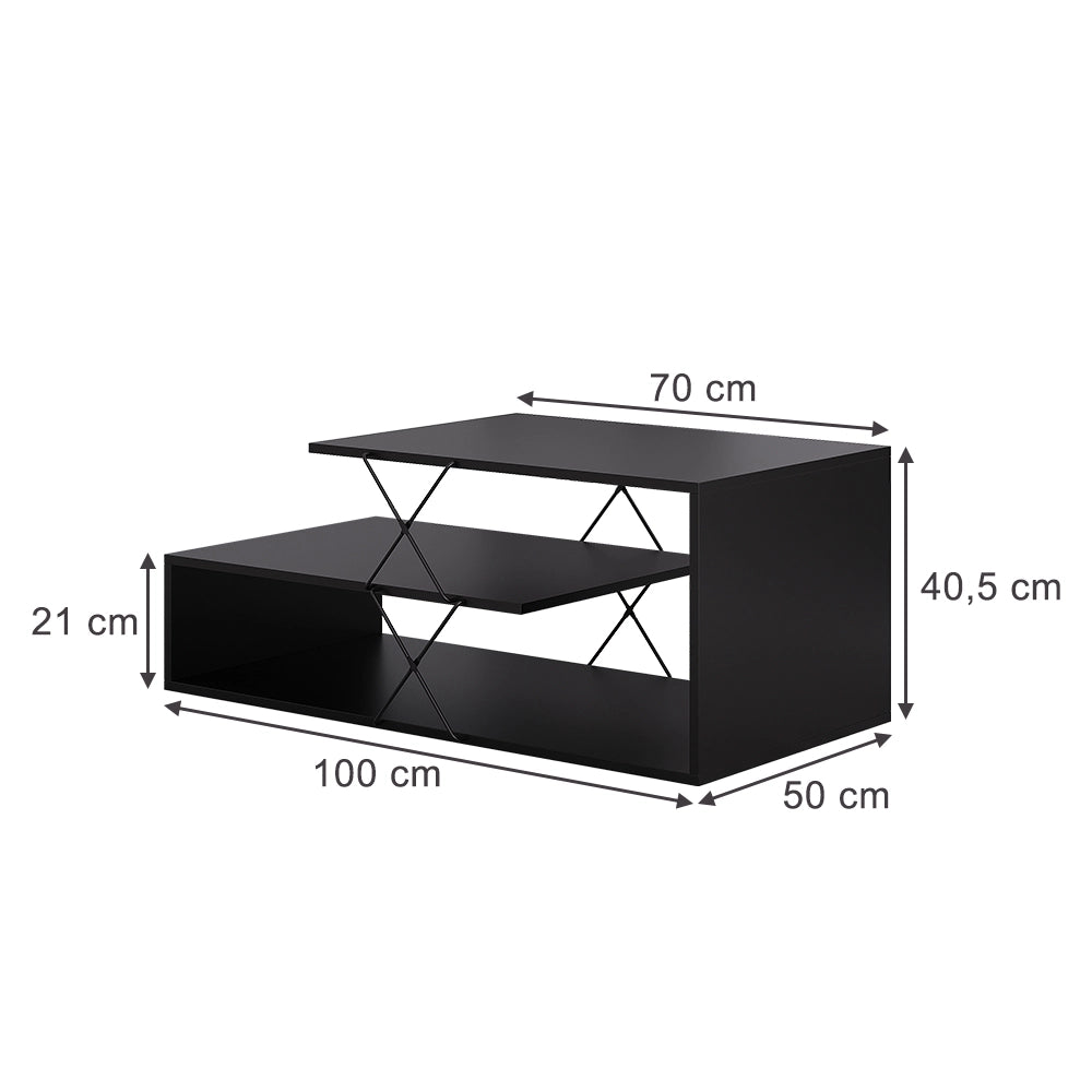 Vicco Tavolino da salotto Nero 100 x 50 cm