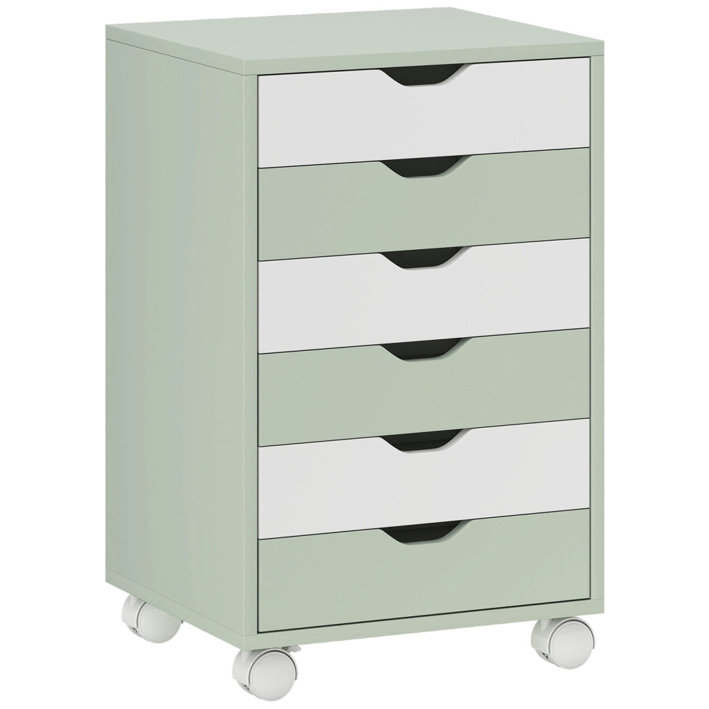 Scrivania con cassetti e ruote ¨C zephmum ¨C 6 cassetti, verde
