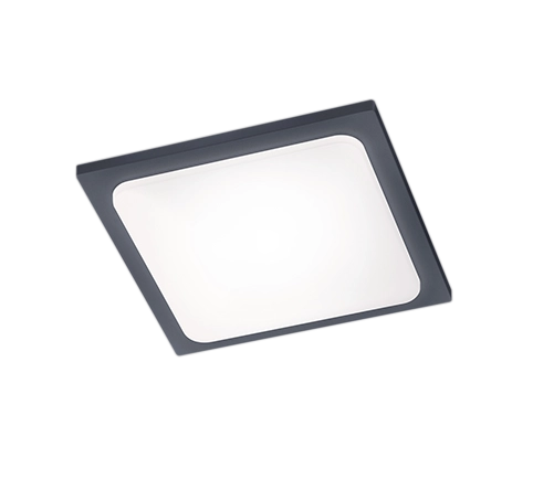 Plafoniera Led Esterno Parete Soffitto Quadrata Antracite 25x25 cm Trave GD Trio