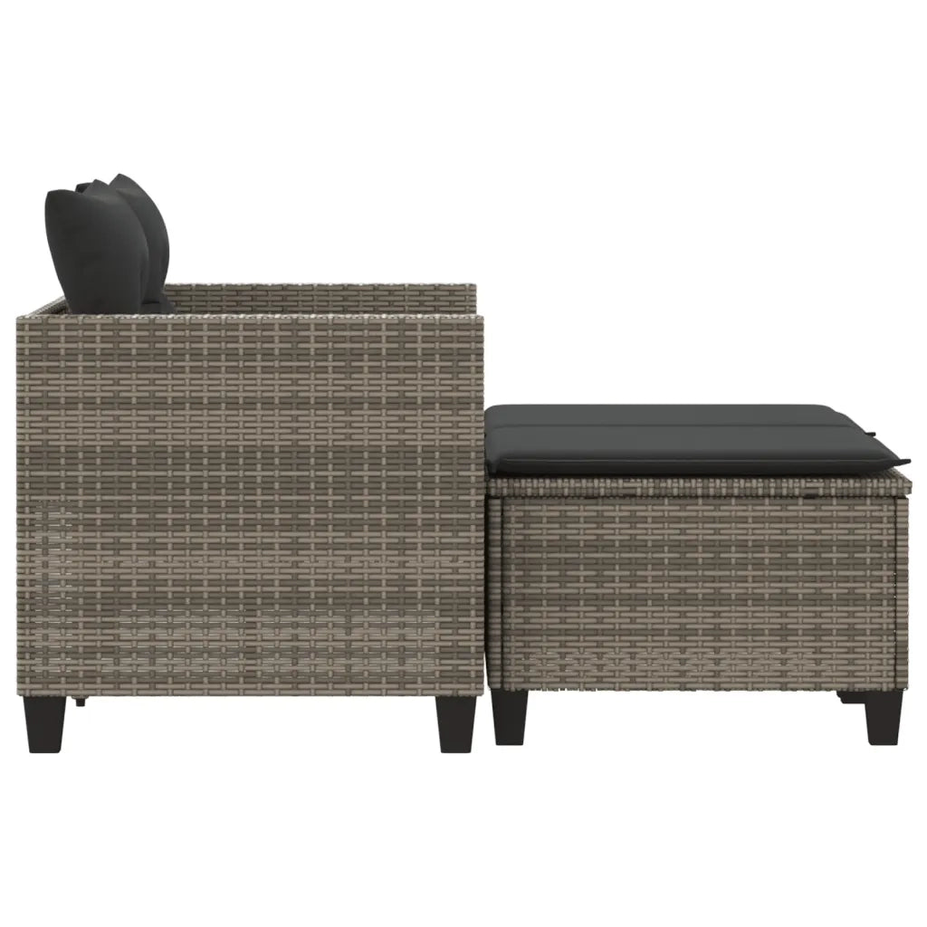 Divano da Giardino 2 Posti con Sgabelli-Sofa da Giardino-Divano da esterno Grigio in Polyrattan 194554