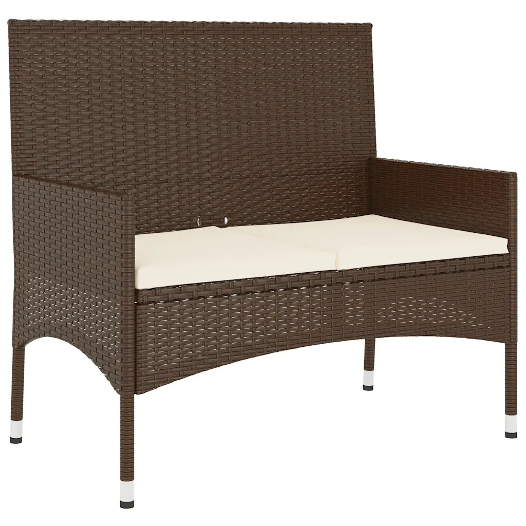 Panca da Giardino a 2 Posti con Cuscini in Polyrattan Marrone 319487