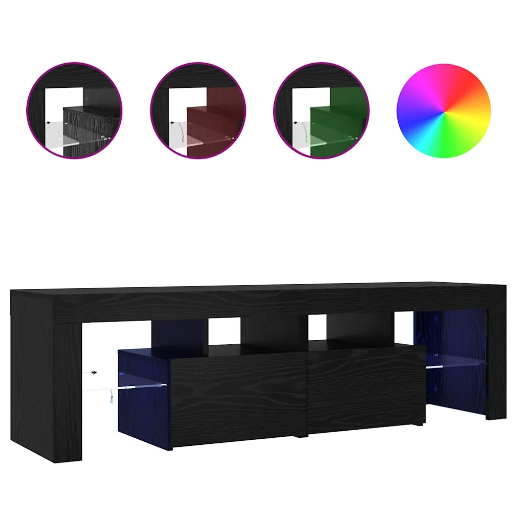 Mobile Porta TV con LED Rovere Nero 140x36,5x40 cm Truciolato 862030