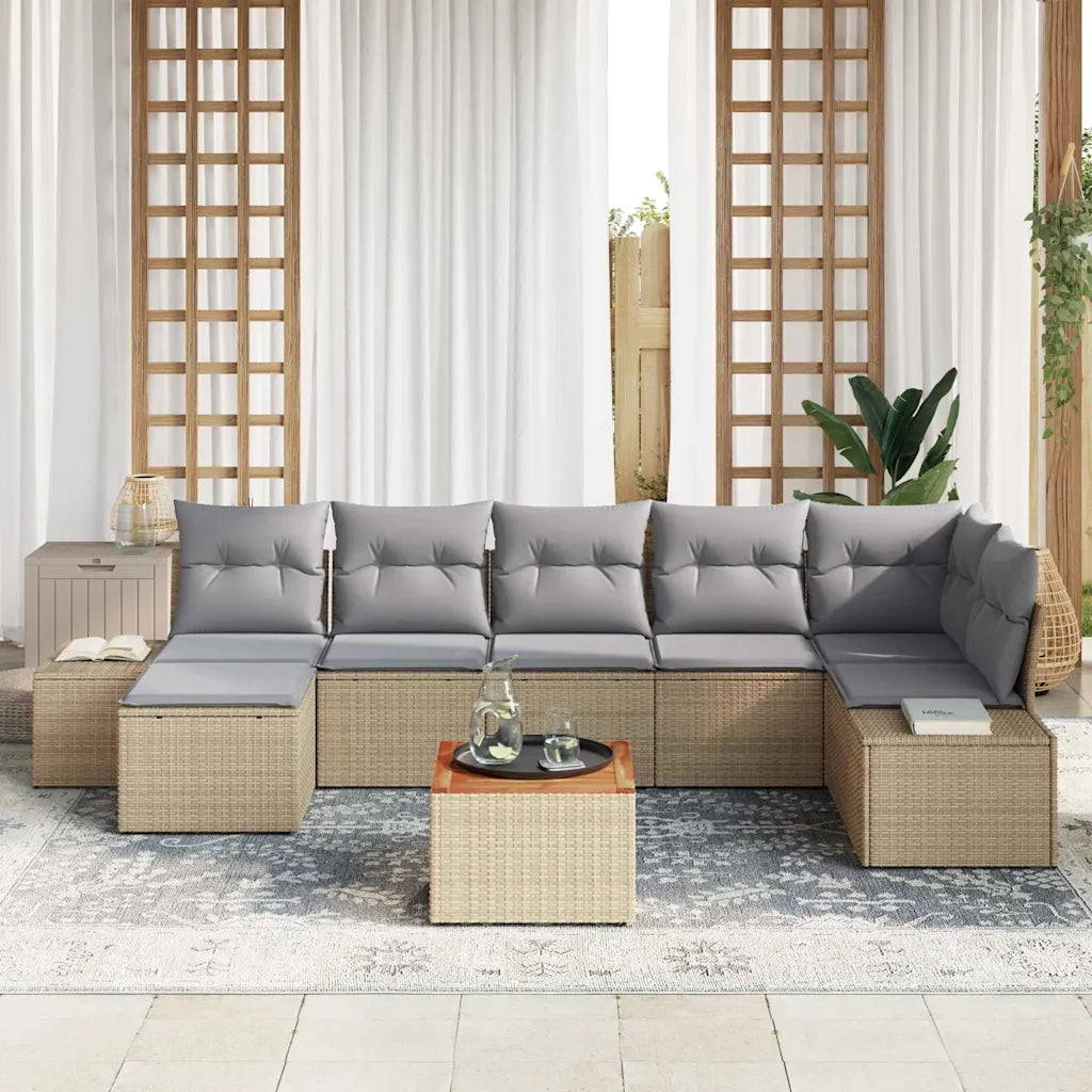 Set Divano da Giardino 8 pcs beige e grigio chiaro
