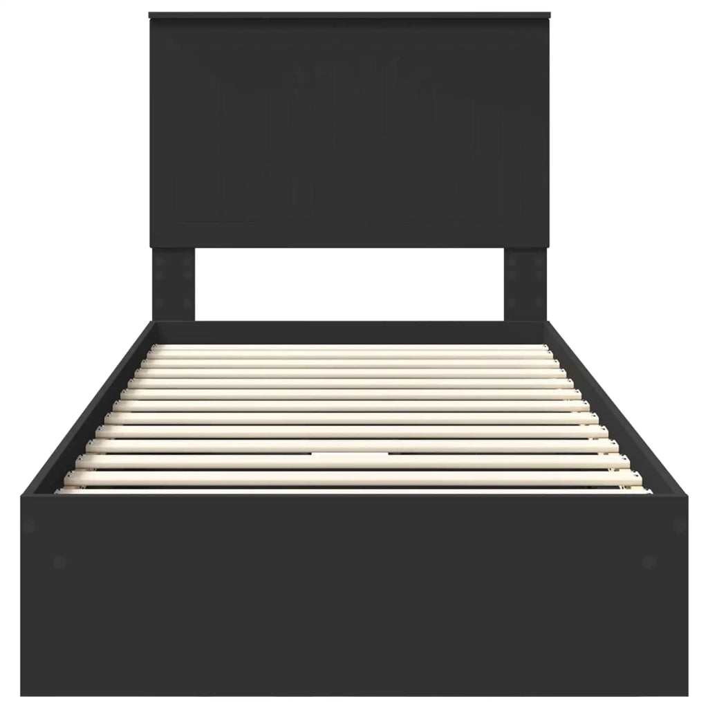 Letto con Contenitore Nero 90 x 190 cm Legno multistrato 3411251