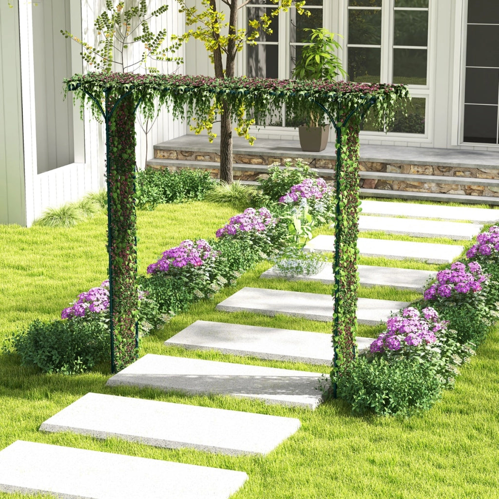 Arco da giardino 205cm decorativo per prato, Metallo per piante rampicanti da giardino pesante Verde-Decorazioni da giardino