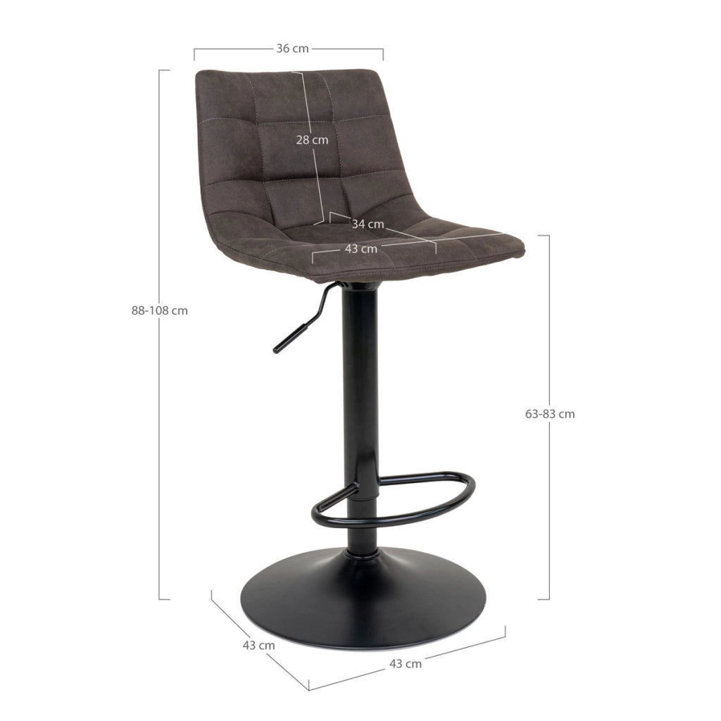 Set 2 sgabelli da bar Middelfart in microfibra grigio scuro con base nera
