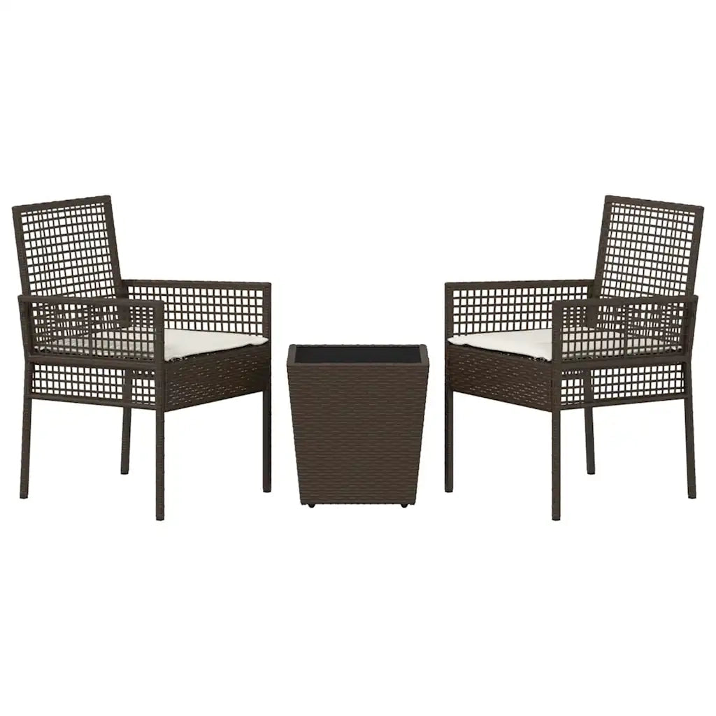 Set Bistro da Giardino 3 pcs Marrone polyrattan 3334956