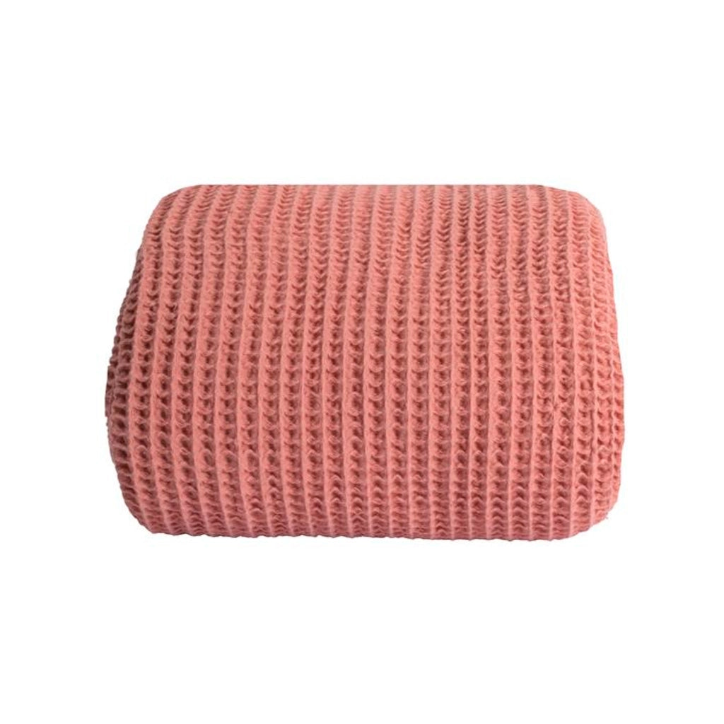 100% cotone plaid rosa salmone con pompon 130x170cm ARNISKA