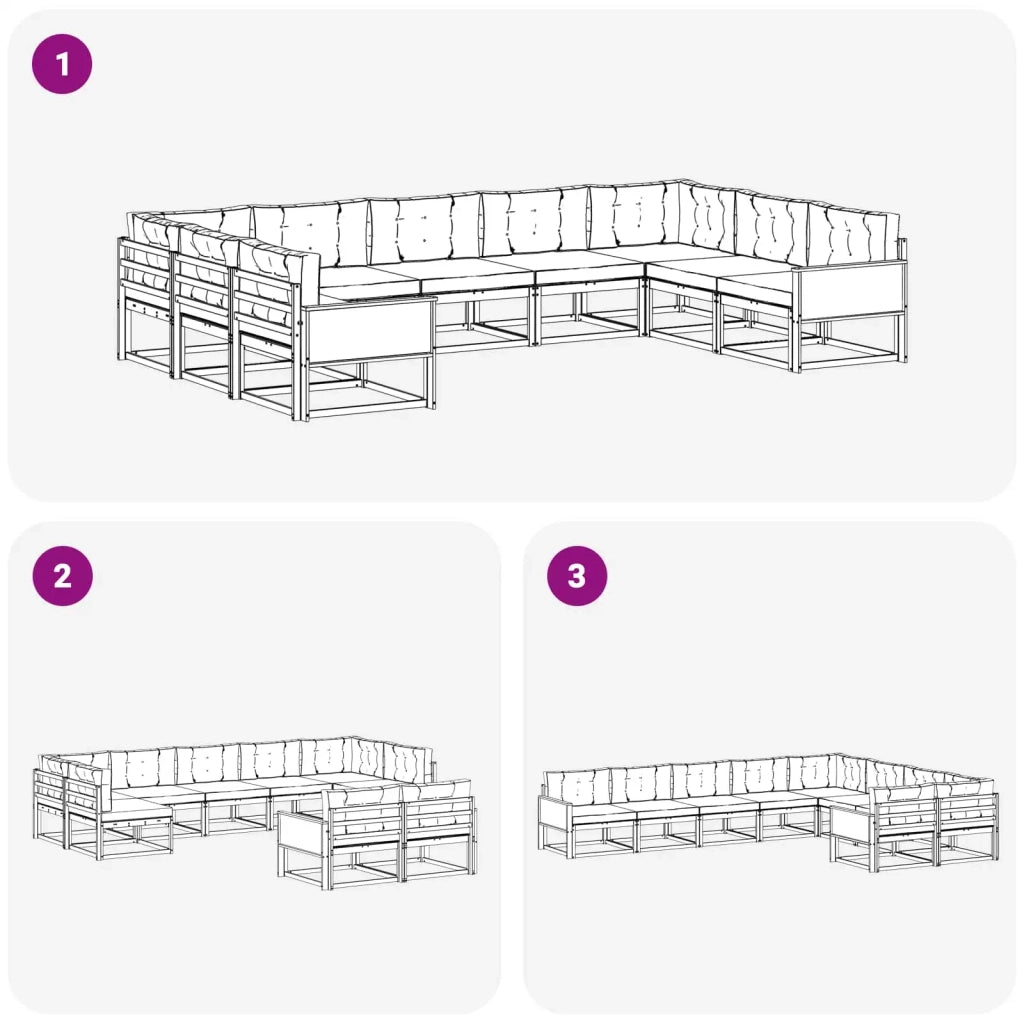 Set di divani da esterno con cuscino 9 pcs Naturale e Crema 3382883
