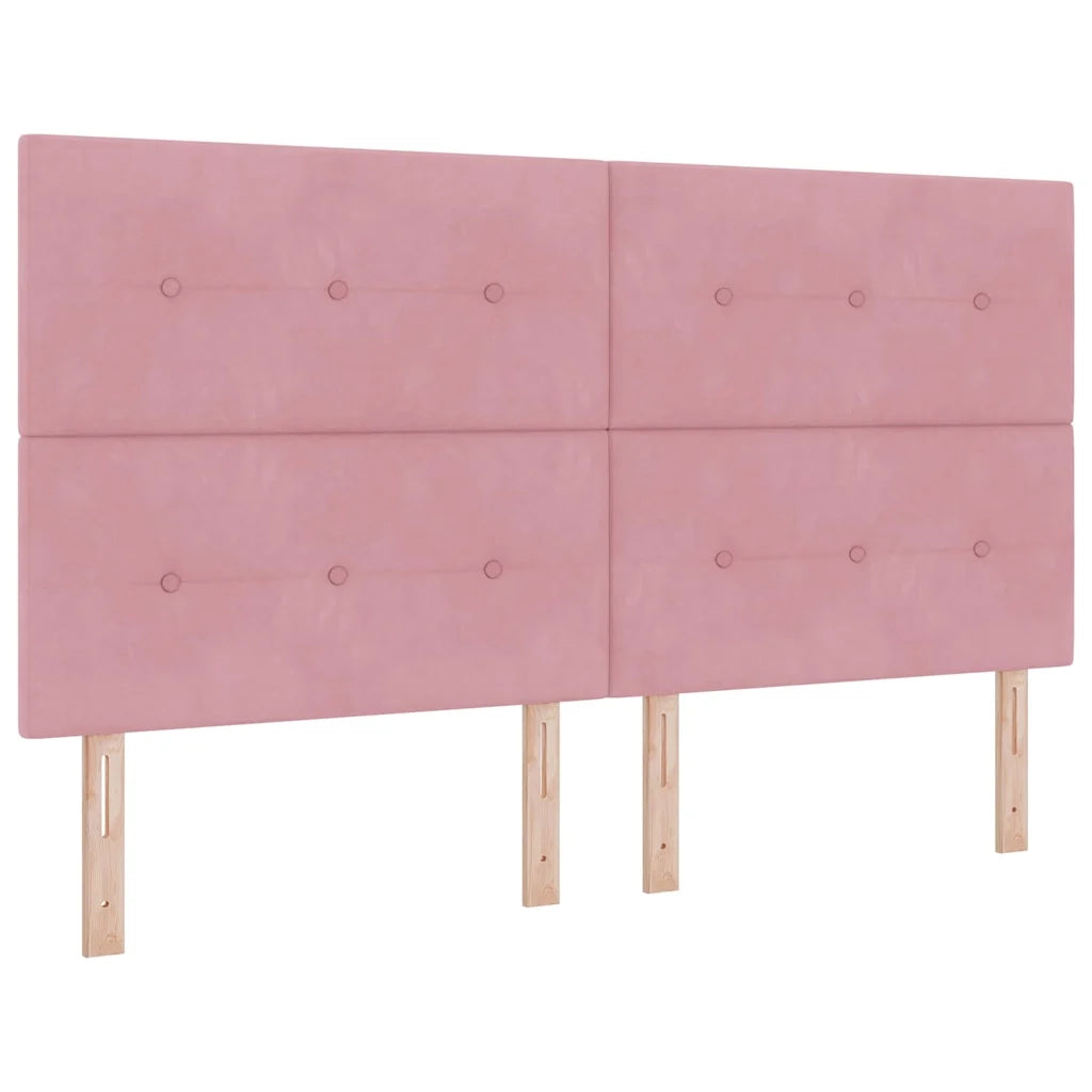 Letto a molle con materasso Rosa 180 x 200 cm Velluto
