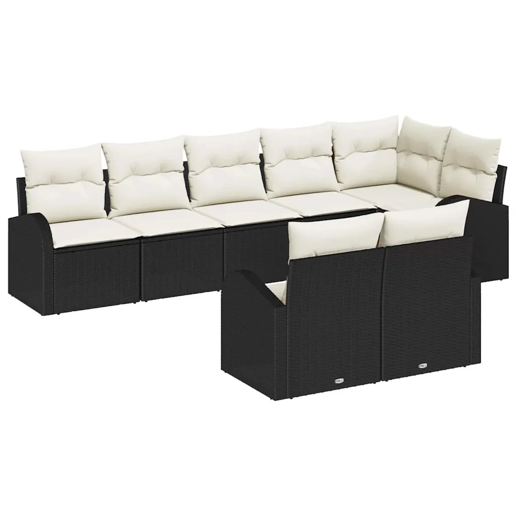 Set Divano da Giardino 8 pcs Nero e Bianco polyrattan