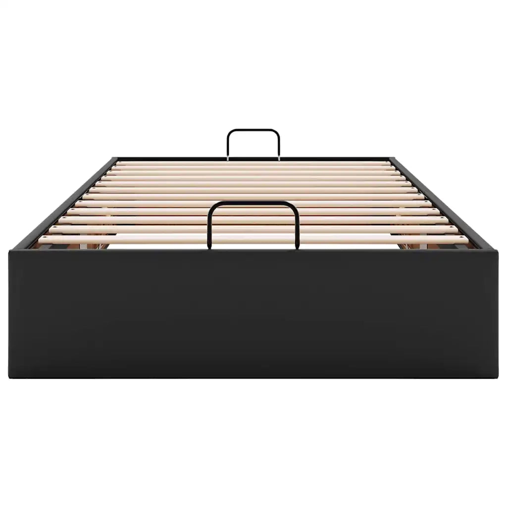 Struttura Letto Pouf senza Materasso-Giroletto con contenitore Nero 90x190 cm Similpelle